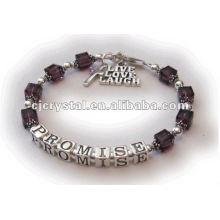 Violet Glass Cube Beads Bracelet